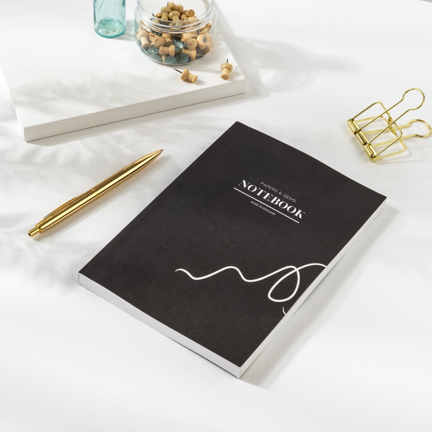 A5 lined lay-flat notebook | Black