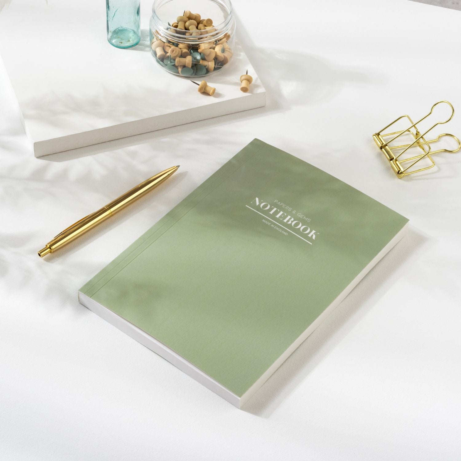 A5 lined lay-flat notebook | Sage green