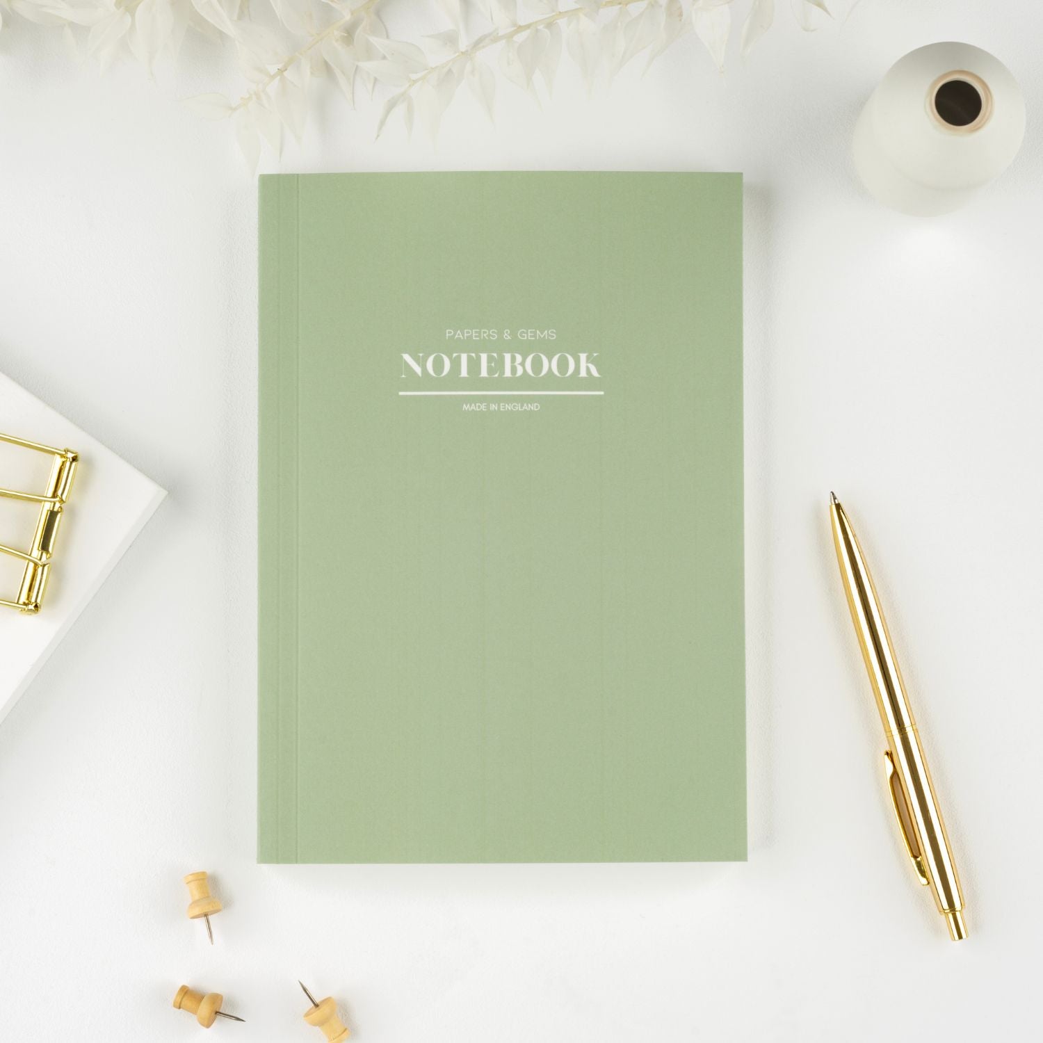 A5 lined lay-flat notebook | Sage green