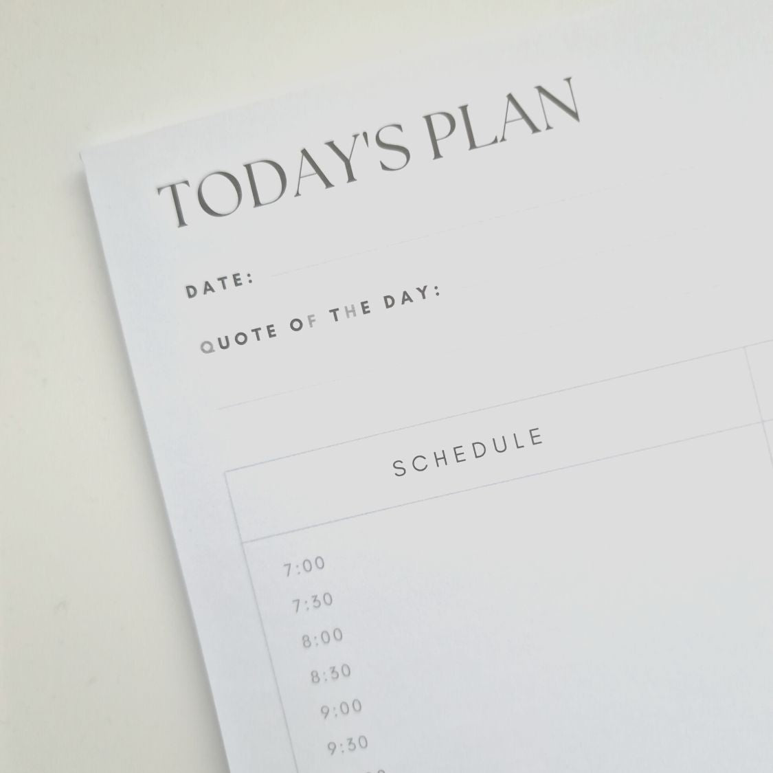 A4 daily planner pad on desk